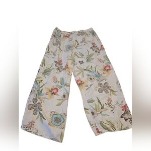 Hot Cotton By Marc Ware Linen Blend Floral Print Elastic Waist Lounge Pants Sz M